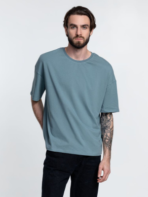 Футболка унисекс оверсайз Crosstown, серо-зеленая, размер S