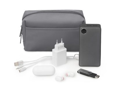 Органайзер для электроники и проводов из искусственной кожи Sofit, серый
