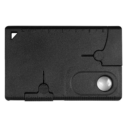 Карточка Tools leeds, 9 функций, инструменты из нержавеющей стали, корпус из полупрозрачного черного пластика