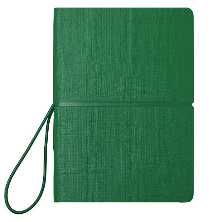 Блокнот А6 Van Diemen со стикерами, в гибкой обложке c резинкой в линейку, зеленый