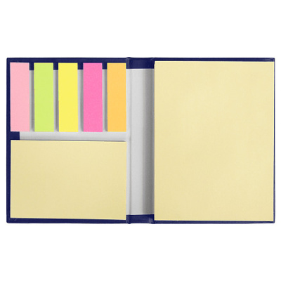 Набор цветных бумажных стикеров Stick and Smile в твердом переплете, 100 листов в блоке, размер 8*10,5*1,5 см, темно-синий