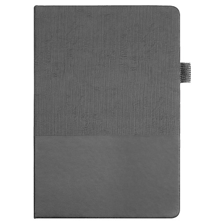 Блокнот А5 Burnie, в твердой обложке c резинкой и петлей для ручки в линейку, серый