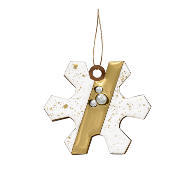 Ёлочная игрушка Снежинка (белый с золотым )