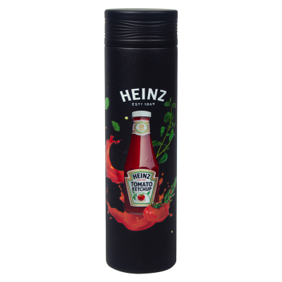 Термос Balance Print Sample "Heinz" вакуумный стальной, 500 мл, пластиковая крышка, черный, матовый