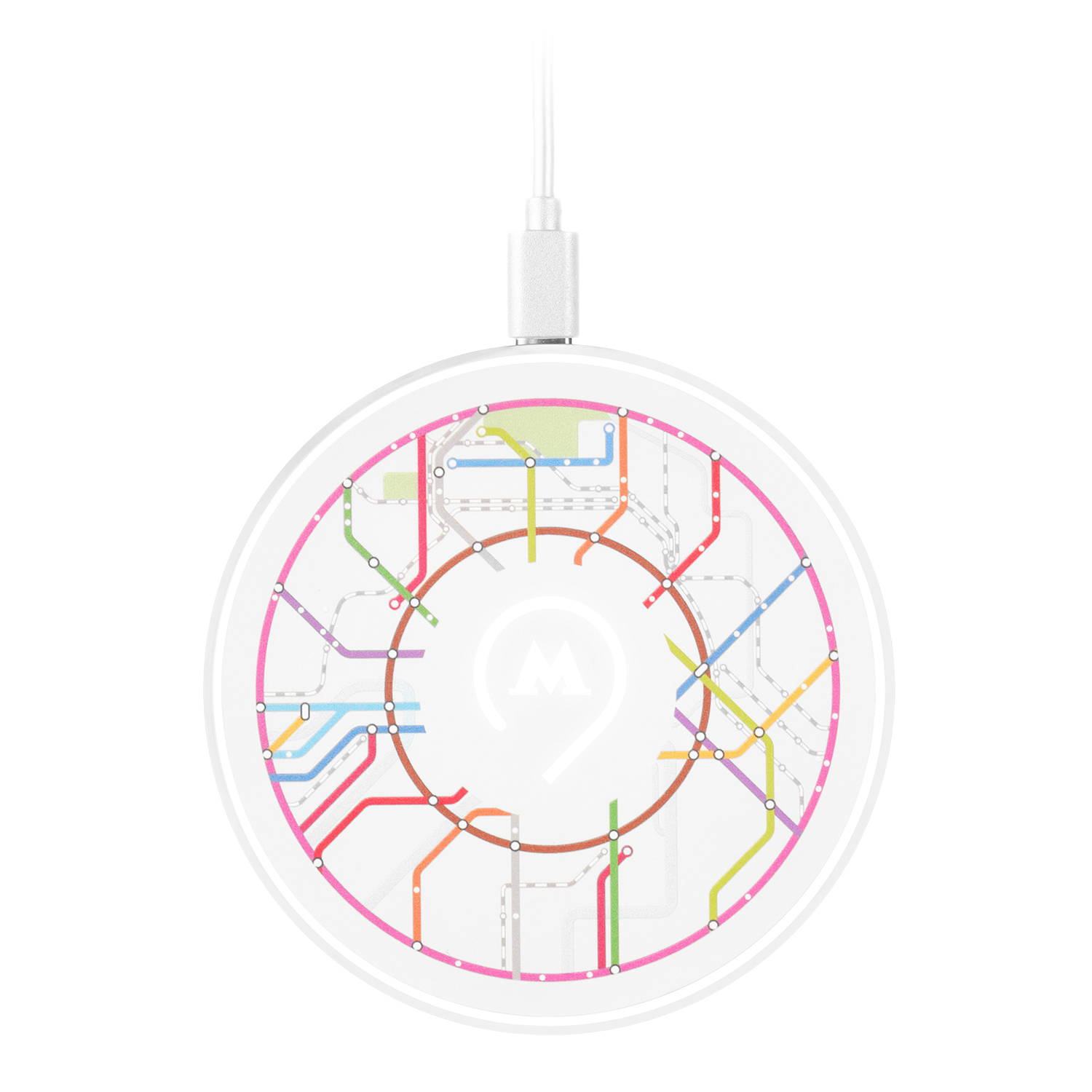 Беспроводное зарядное устройство с подсветкой 15W Auris, синее Беспроводное зарядное устройство с подсветкой 15W Auris, синее