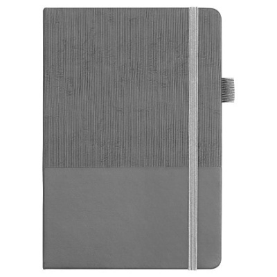 Блокнот А5 Burnie, в твердой обложке c резинкой и петлей для ручки в линейку, серый