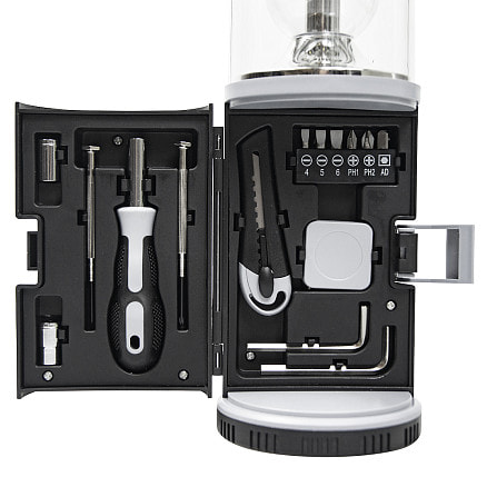 Набор инструментов Tools lantern cо встроенной лампой, 15 инструментов, черный, в пластиковом футляре