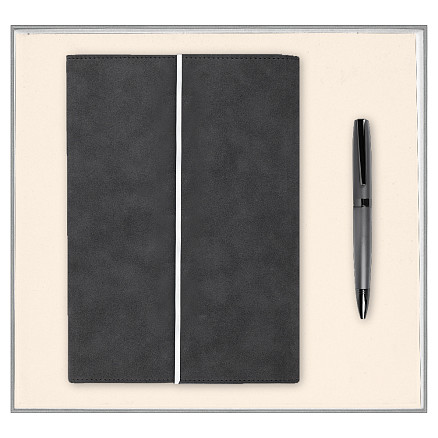 Набор подарочный Solution Prestige Duo, (Ежедневник в суперобложке Country Galaxy Nuba A5+, Ручка шариковая матовая Prime), серый