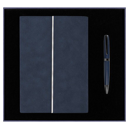 Набор подарочный Solution Prestige Duo, (Ежедневник в суперобложке Country Galaxy Nuba A5+, Ручка шариковая матовая Prime), синий