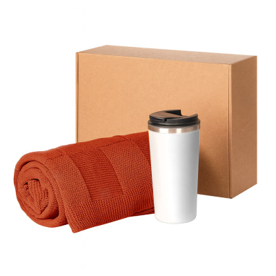 Подарочный набор Палермо, Селла (Palermo, Cella), оранжевый (плед, термокружка)