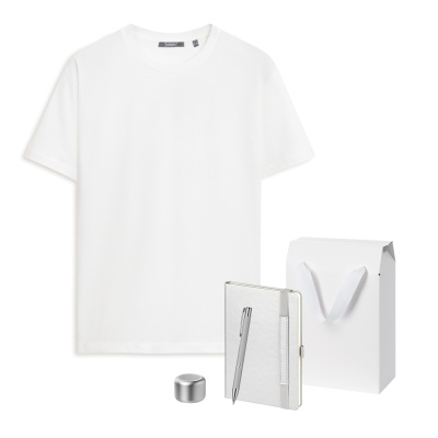 Набор с одеждой KRIS (футболка, колонка, ежедневник, ручка), серебряный, S