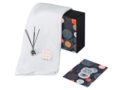 Подарочный набор с пледом, свечой и диффузором, белый