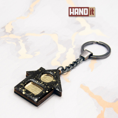 Брелок-обвес Дом (черный с золотом)