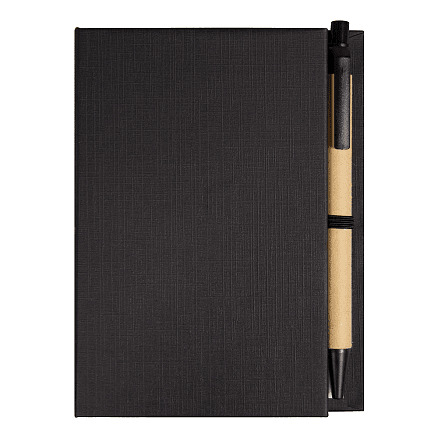 Блокнот А6 Stick and go с ручкой и набором стикеров в твердом переплете, размер 11*14,5*1 см, черный