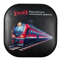 Кабель зарядный выдвижной USB Wingle Print Sample "Железные дороги" 3-в-1 на Lightning, Micro-USB, Type-C «U50» 2,4 A, Quick Charge с подставкой для телефона, квадратный, черный