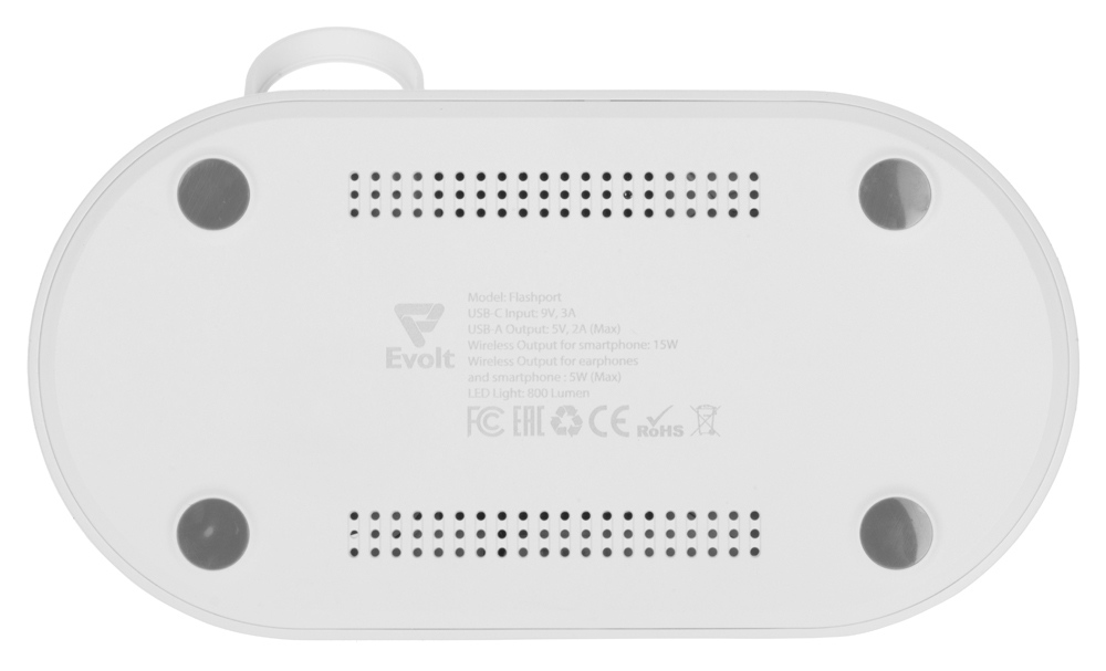 Складная зарядная станция с беспроводной зарядкой Flashport, 15 Вт Складная зарядная станция с беспроводной зарядкой Flashport, 15 Вт