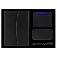 Набор подарочный Solution Prestige Quadro (ежедневник, кошелёк, внешний аккумулятор, ручка), чёрный