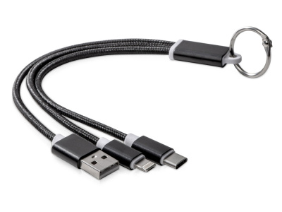Кабель для зарядки Tres с брелоком, черный Кабель для зарядки Tres с брелоком, черный