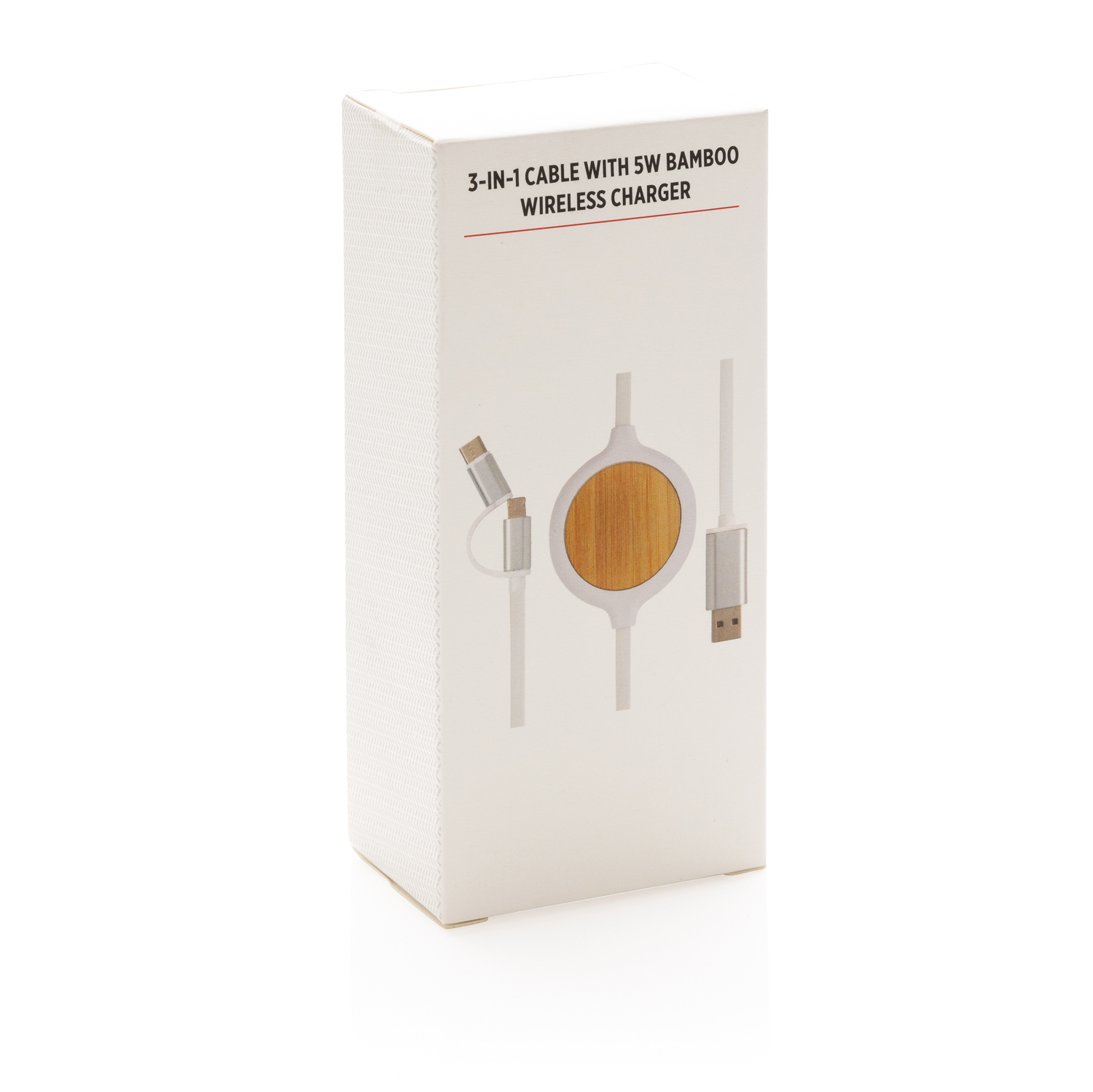 Кабель 3 в 1 с бамбуковой док-станцией для беспроводной зарядки, 5 Вт Кабель 3 в 1 с бамбуковой док-станцией для беспроводной зарядки, 5 Вт