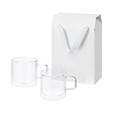 Подарочный набор 2 стеклянные кружки Luna в коробке-пакете