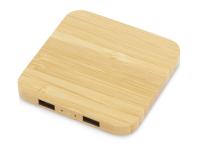 USB-хаб с беспроводной зарядкой из бамбука Plato, 5 Вт USB-хаб с беспроводной зарядкой из бамбука Plato, 5 Вт