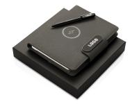 Подарочный набор Twilight: органайзер А5 с беспроводной зарядкой и металлическая шариковая ручка со светящимся логотипом