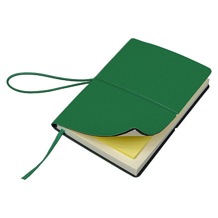 Блокнот А6 Van Diemen со стикерами, в гибкой обложке c резинкой в линейку, зеленый