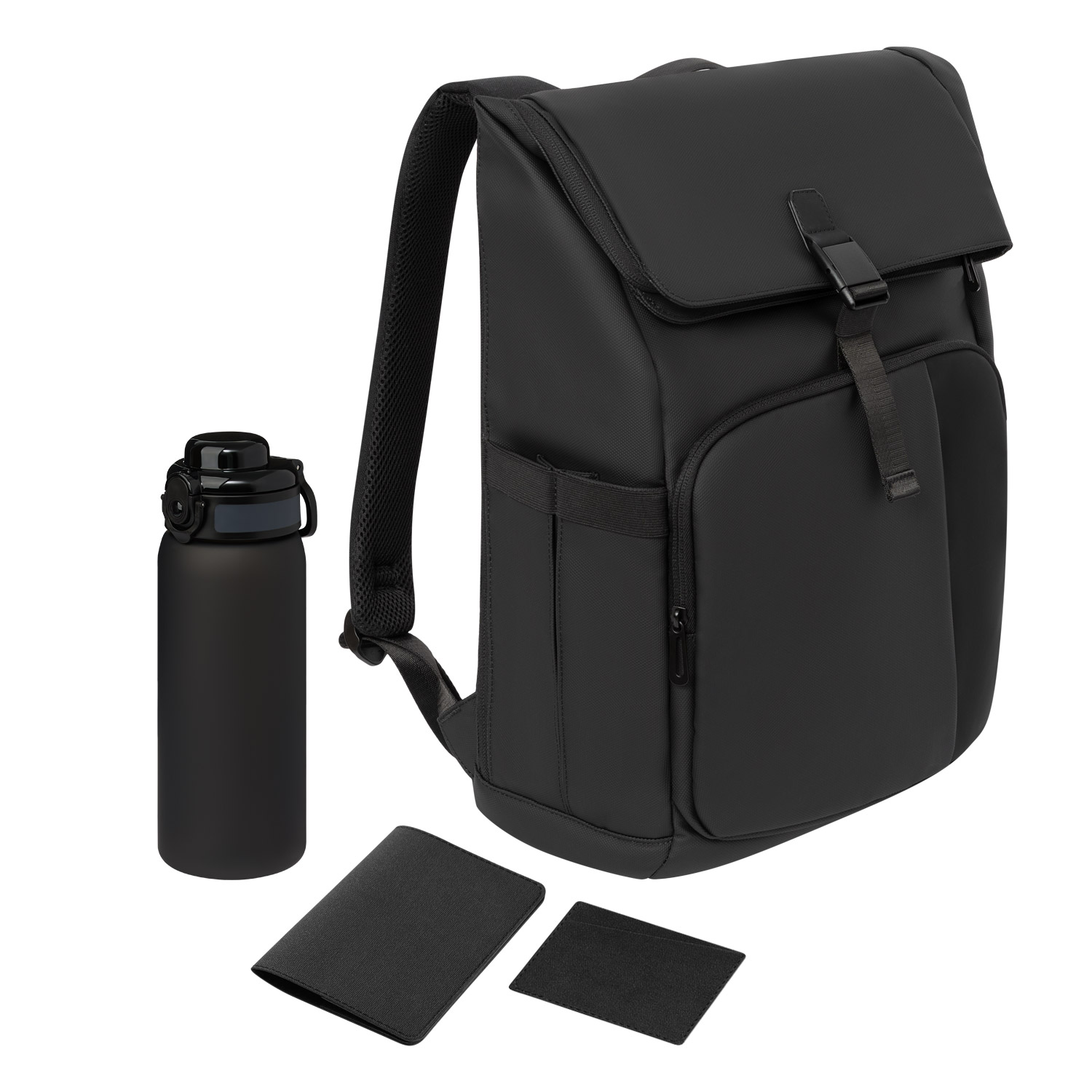 Подарочный набор Grand, черный (обложка на паспорт, картхолдер, бутылка, рюкзак) Подарочный набор Grand, черный (обложка на паспорт, картхолдер, бутылка, рюкзак)