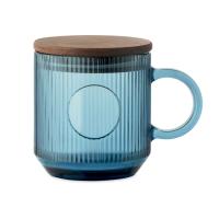 Ribbed glass mug 300ml