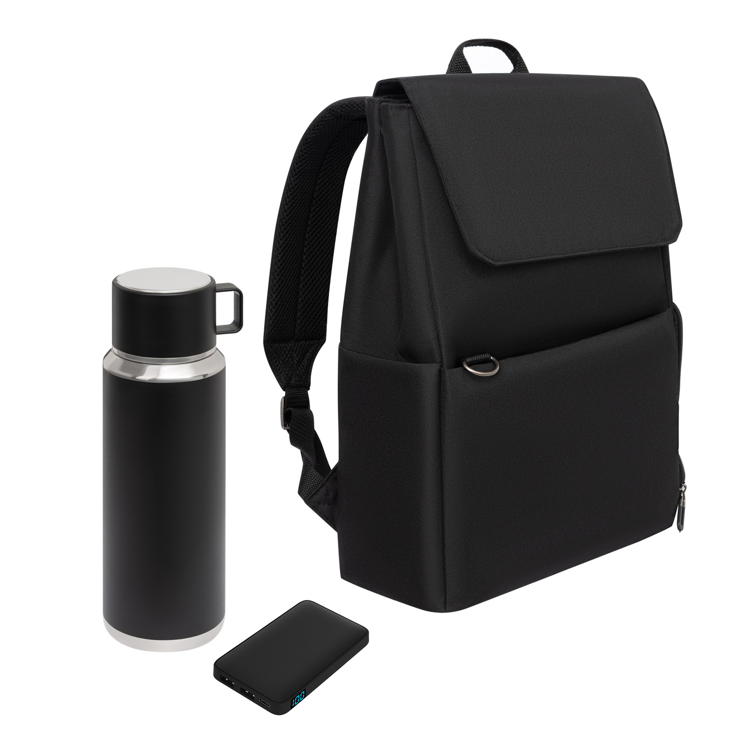 Подарочный набор Marco, черный (термос, ЗУ, рюкзак) Подарочный набор Marco, черный (термос, ЗУ, рюкзак)