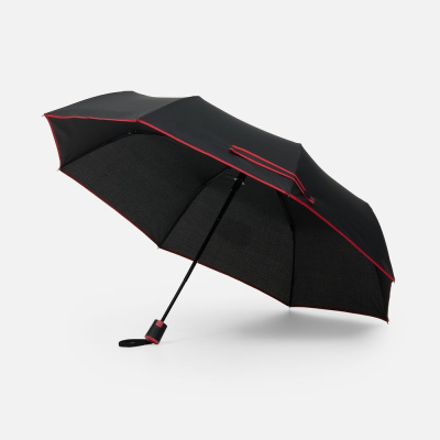 Зонт складной Edgeline, черный с красным