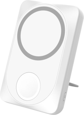 Беспроводная зарядная станция "White" 2в1 для Apple/Apple watch с покрытием Soft Touch, 10000 Mah (Белый)