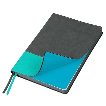 Ежедневник Flexy Treviso Nuba Sand Color А5, серый/бирюзовый, недатированный, в гибкой обложке