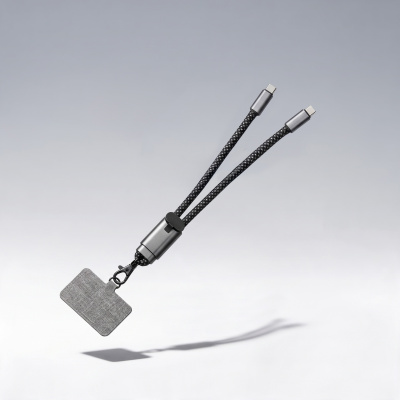 Ремешок-держатель для телефона с зарядным кабелем USB-C - USB-C Lany Wristband Charge Eco, серый