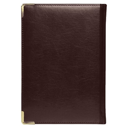 Ежедневник полудатированный Classic Pristine Gold А5, темно-коричневый с золотом, с металлическими уголками, в твердой обложке с поролоном