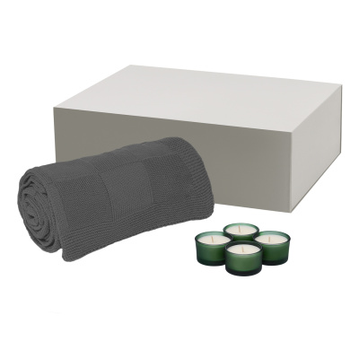 Подарочный набор Сенто (Sento), Селла (Cella), зеленый (свеча, плед)