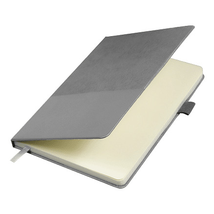 Блокнот А5 Burnie, в твердой обложке c резинкой и петлей для ручки в линейку, серый