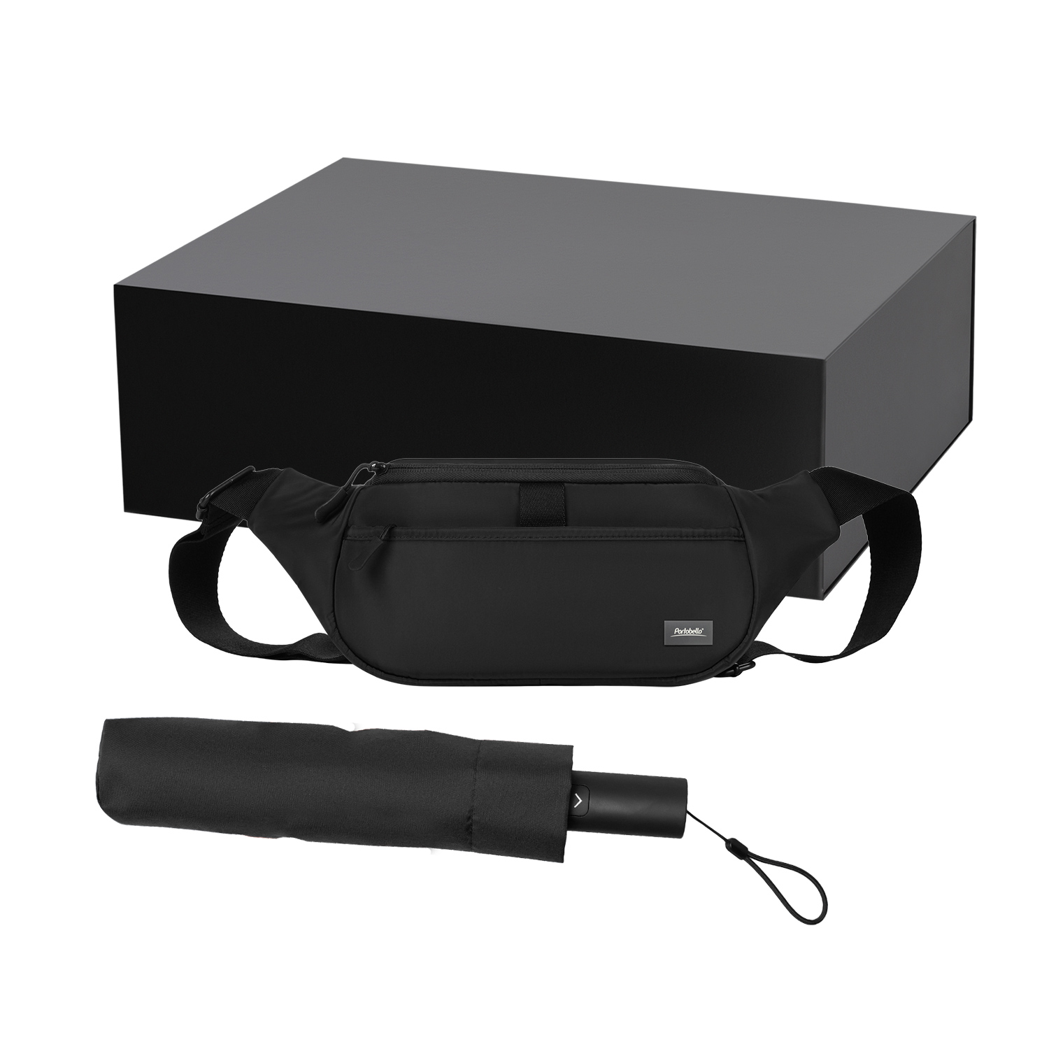 Подарочный набор Boston, Filton, черный (поясная сумка, зонт) Подарочный набор Boston, Filton, черный (поясная сумка, зонт)