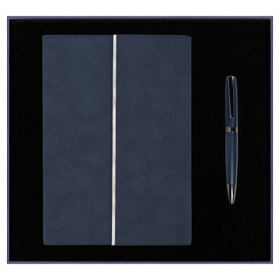 Набор подарочный Solution Prestige Duo, (Ежедневник в суперобложке Country Galaxy Nuba A5+, Ручка шариковая матовая Prime), синий