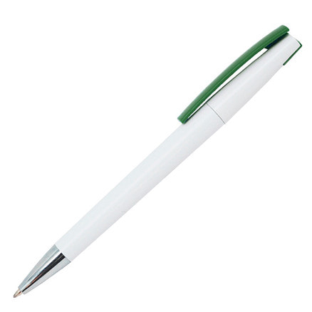 Ручка шариковая Zorro, пластиковая, белая/зеленая 346