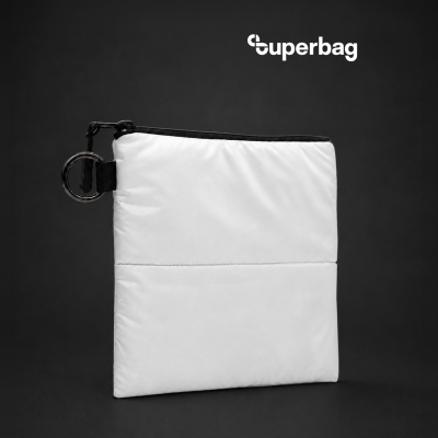 Органайзер для мелочей Superbag Bubble, стёганый, на молнии, с креплением на кольцо-карабин (белый)