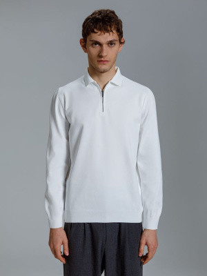 Рубашка поло мужская с длинным рукавом Terrazzo, белая, размер 2XL/3XL