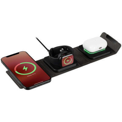 Складная станция беспроводной зарядки triFlex, черная Складная станция беспроводной зарядки triFlex, черная