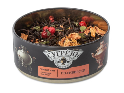 Ж/б По-сибирски + монпансье малиновые. Чёрный чай с травами.
