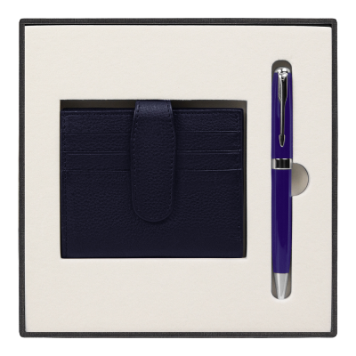 Набор подарочный Solution Superior Duo (ручка, футляр для кредитных карт), синий