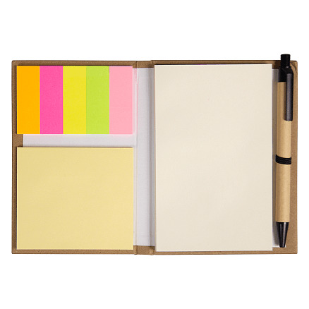 Блокнот А6 Stick and go с ручкой и набором стикеров в твердом переплете, размер 11*14,5*1 см, крафт