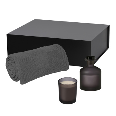 Подарочный набор Enigma, Cella, серый (свеча, диффузор, плед)