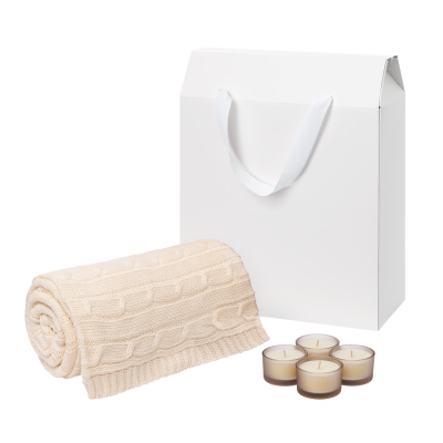 Подарочный набор Sento, Fado, бежевый (свечи, плед)