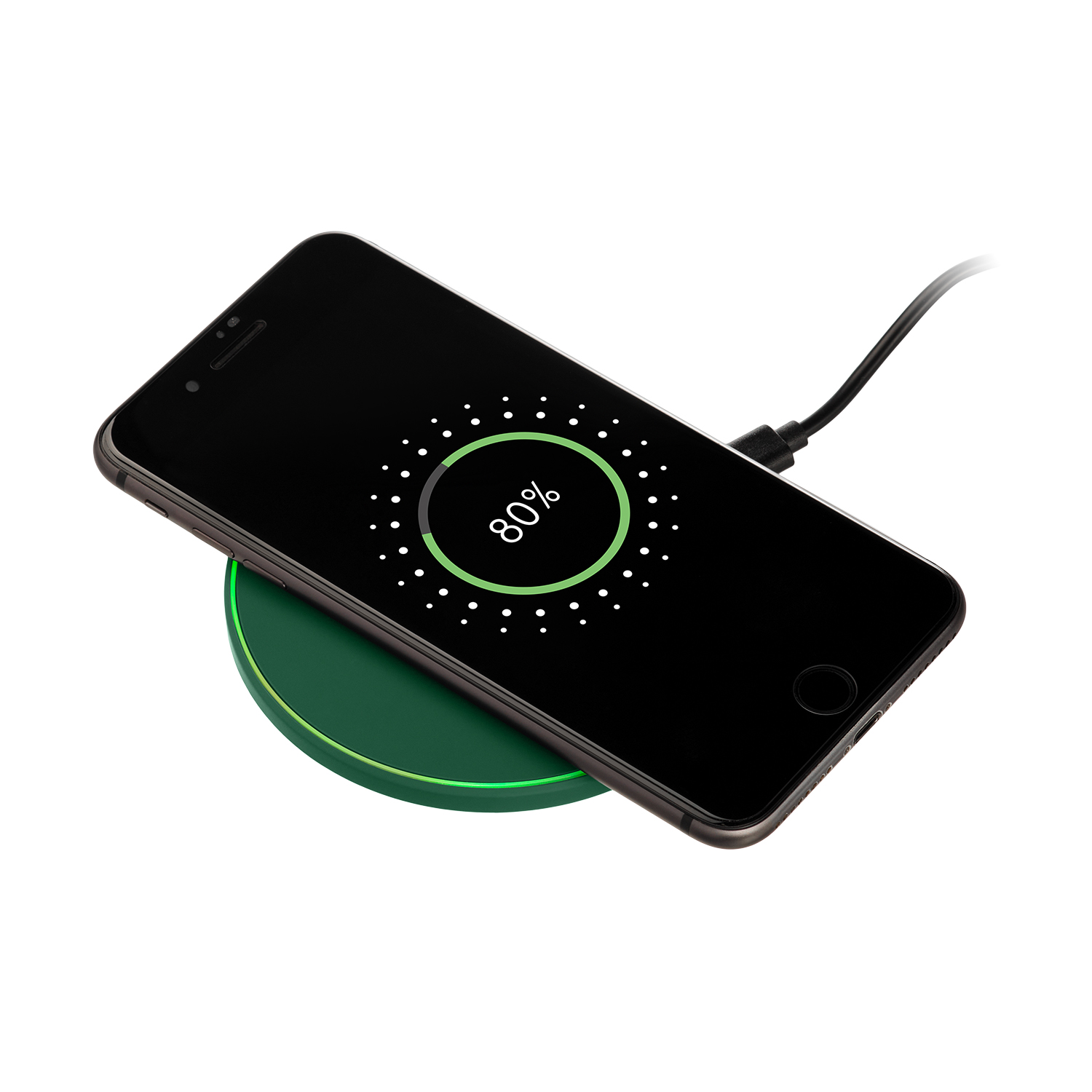 Беспроводное зарядное устройство с подсветкой 15W Auris, черное Беспроводное зарядное устройство с подсветкой 15W Auris, черное