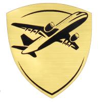 Шильд-наклейка самолет, золото